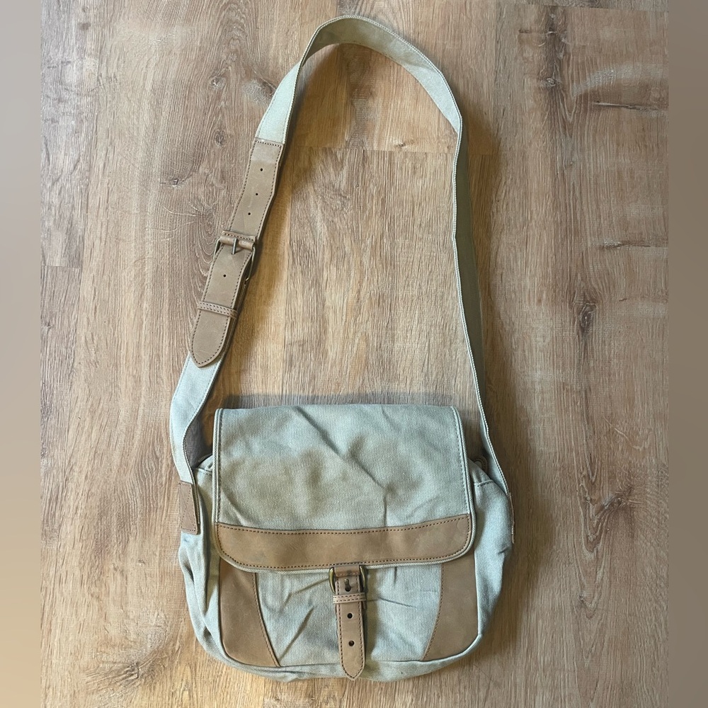 LL Bean Leather and Canvas Messenger Bag